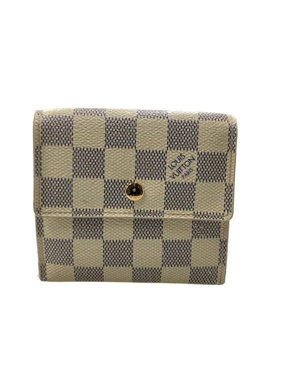 Louis Vuitton Double Snap Bifold Wallet Portefeuille Elise Damier Azur